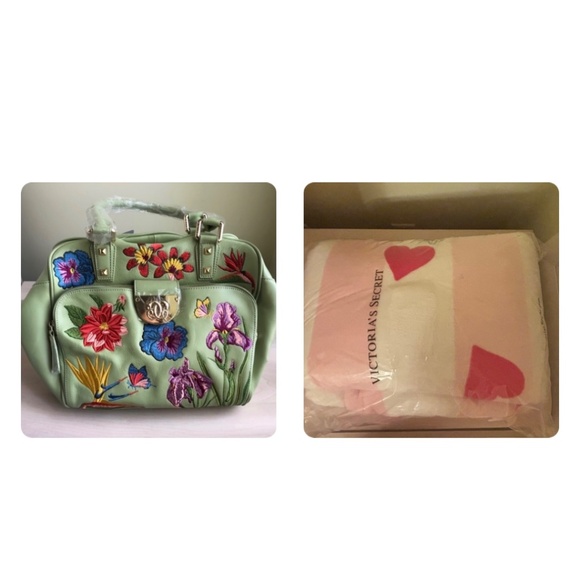 Beautiful New Designer Sharif Embroidered Bag & Victoria’s Secret Heart Throw - Picture 1 of 16